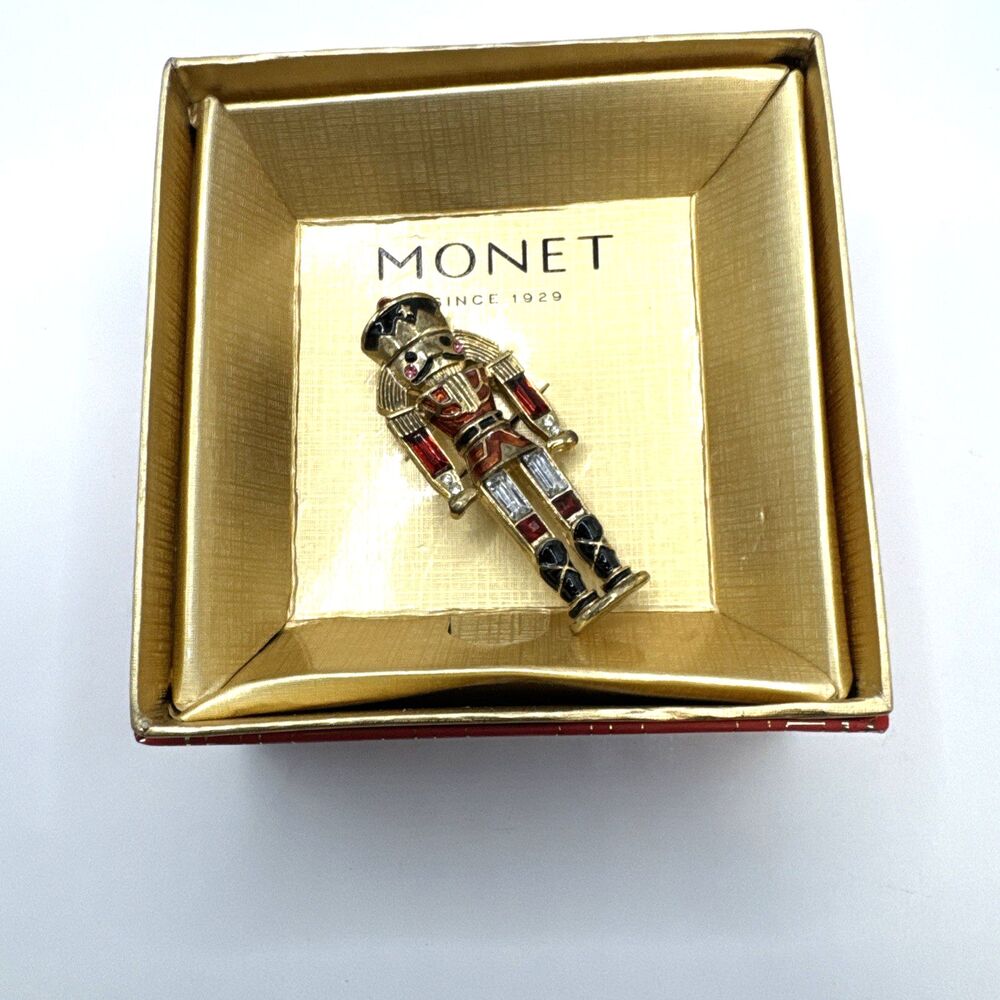 MONET Nutcracker Toy Soldier nut cracker Brooch Pin With Box